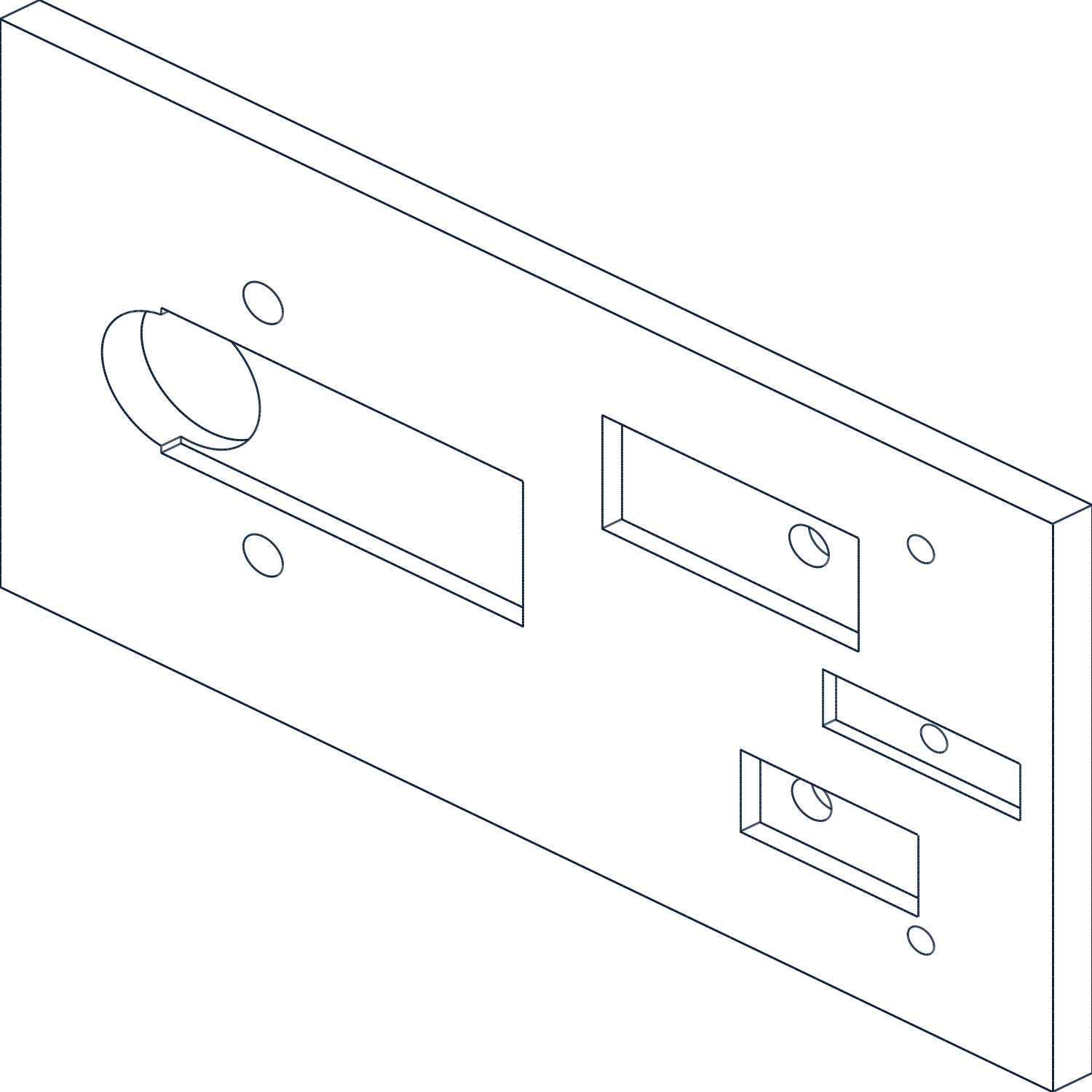 Lamella pusher head side plate Rev B isometric preview