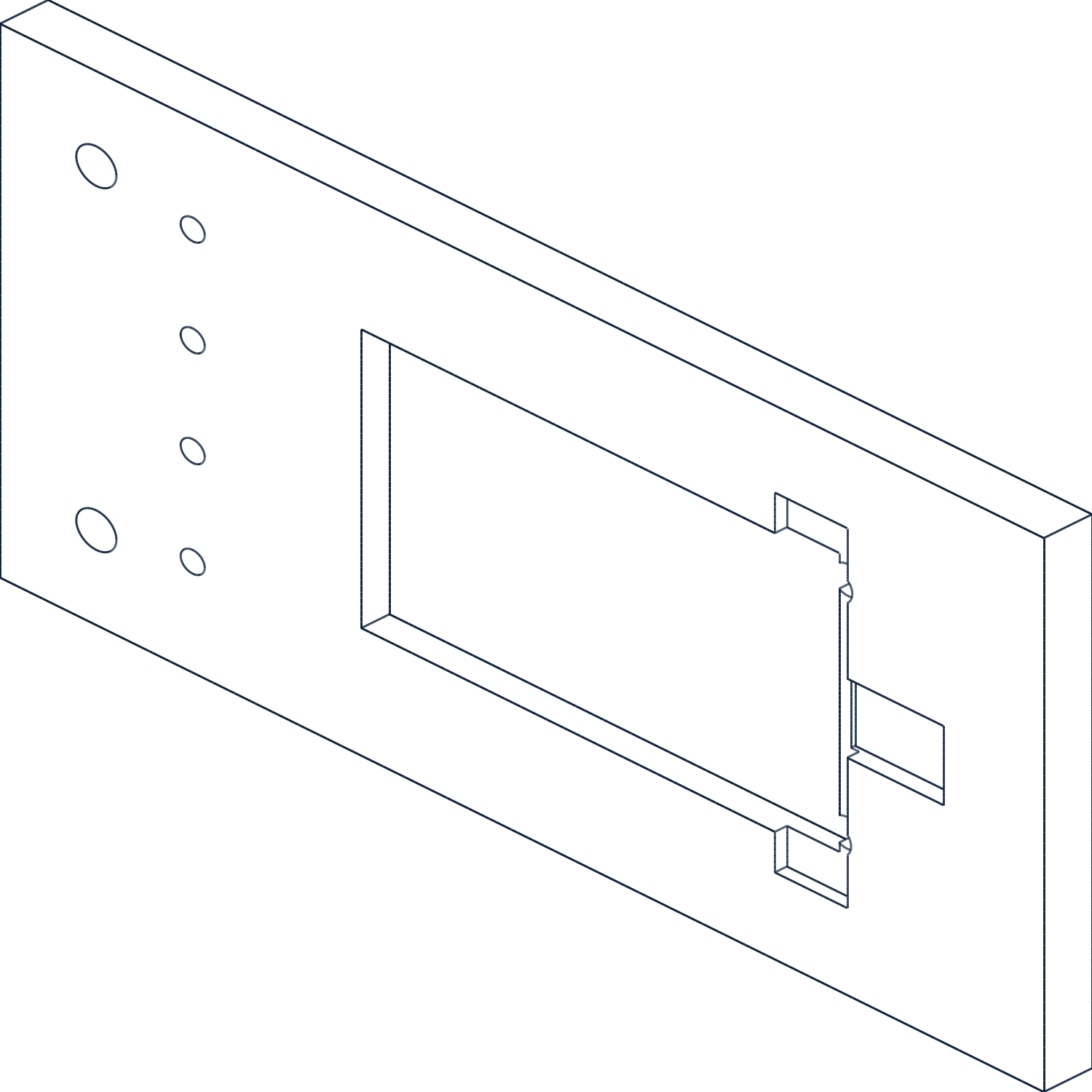 Lug-chain carton pocket side plate Rev B isometric preview