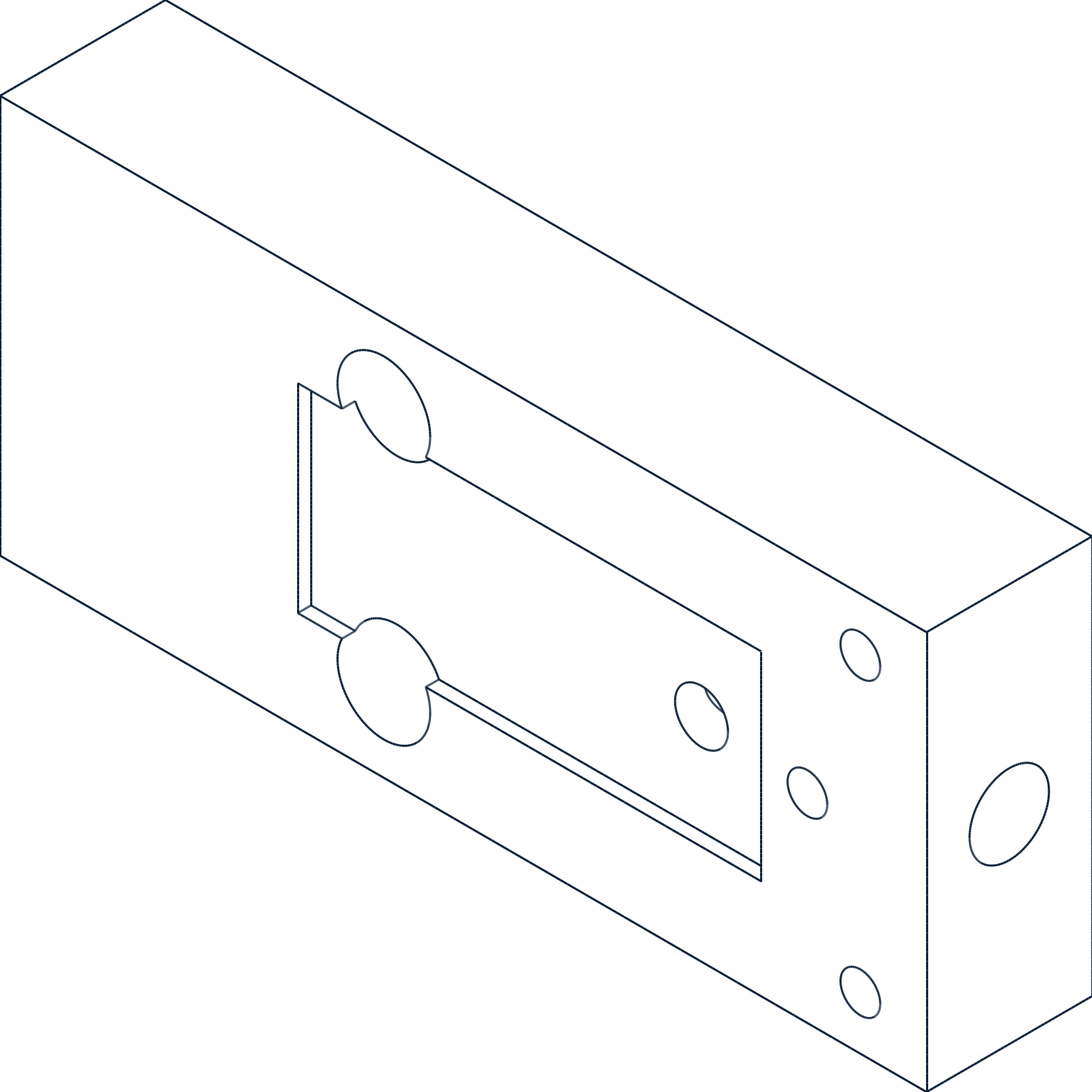 Vacuum manifold block for suction head Rev B isometric preview