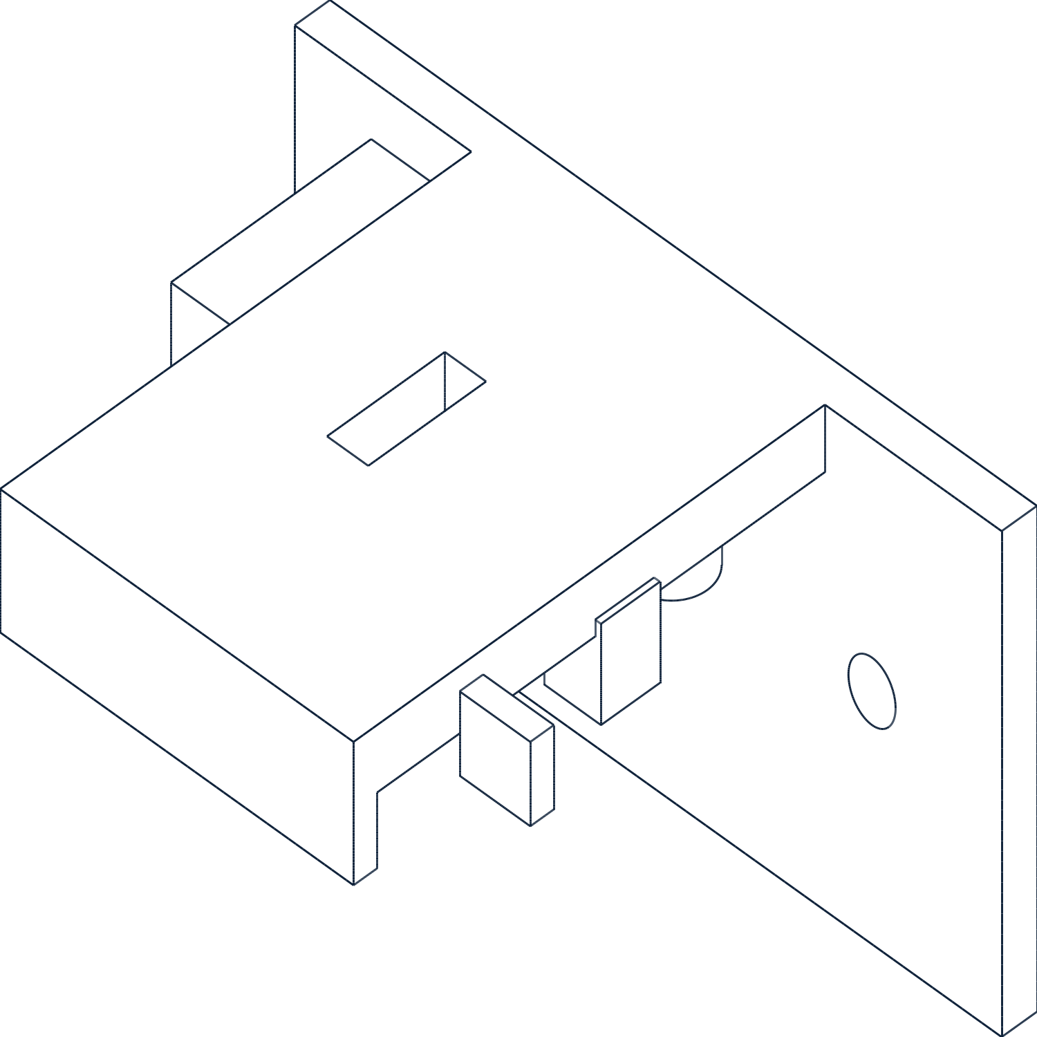Hot-melt glue nozzle mount bracket Rev B isometric preview